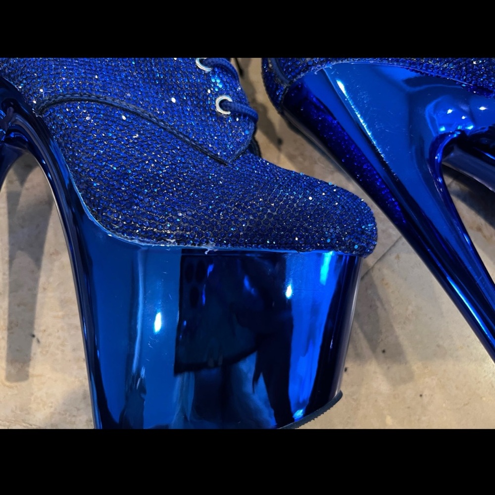 Pleaser Shimmering Blue Platform Shoes